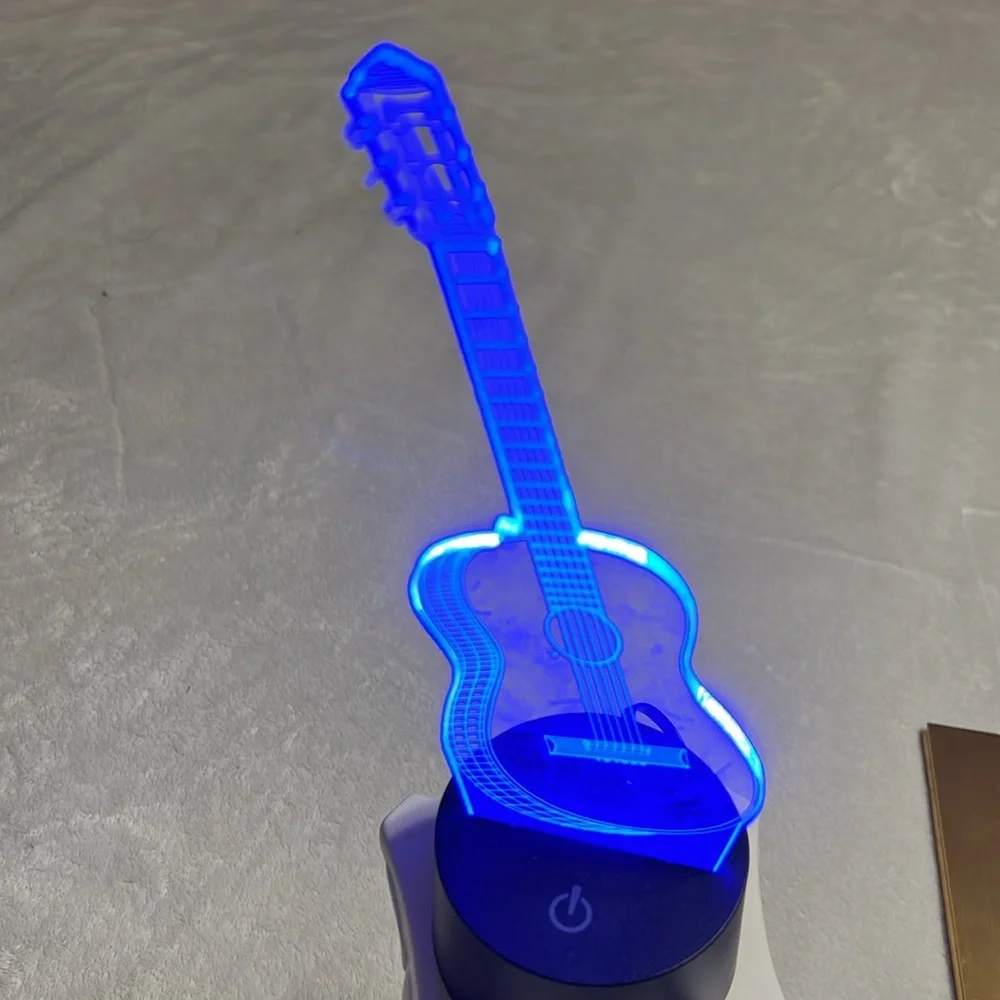 TOPINCN. Guitar Night Light LED 7 Colors Nightlight Desktop Lamp Home Decore
